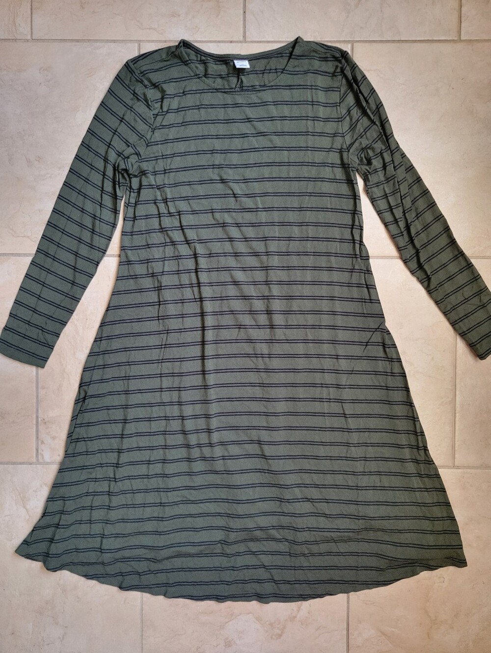 Old Navy Striped Long Sleeve Jersey Knit Swing Dress-XS